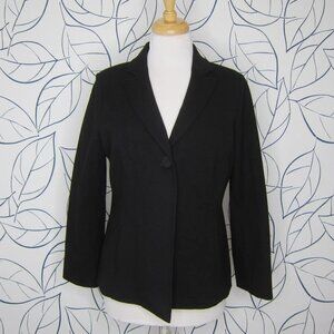 Eileen Fisher Blazer Black Crepe One Button Classic Jacket Women’s Size S
